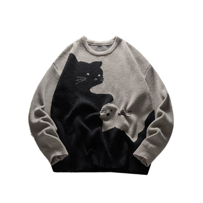 Contrast Cat Sweater