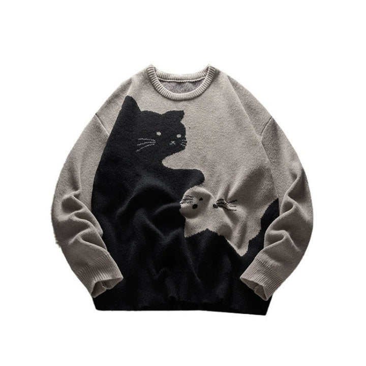 Contrast Cat Sweater