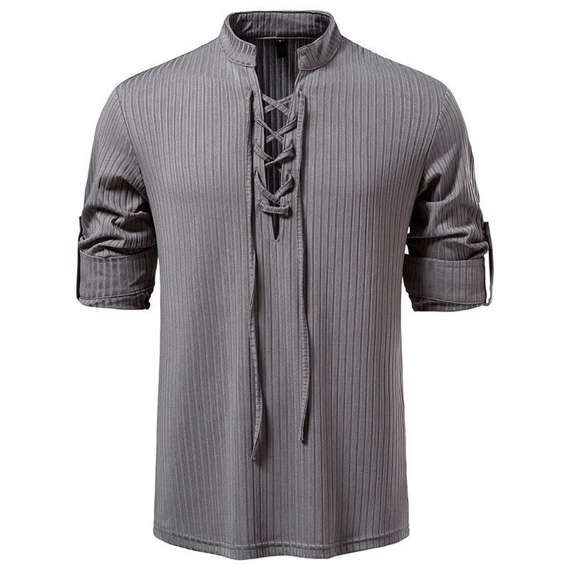 Vintage Lace-Up Henley Shirt