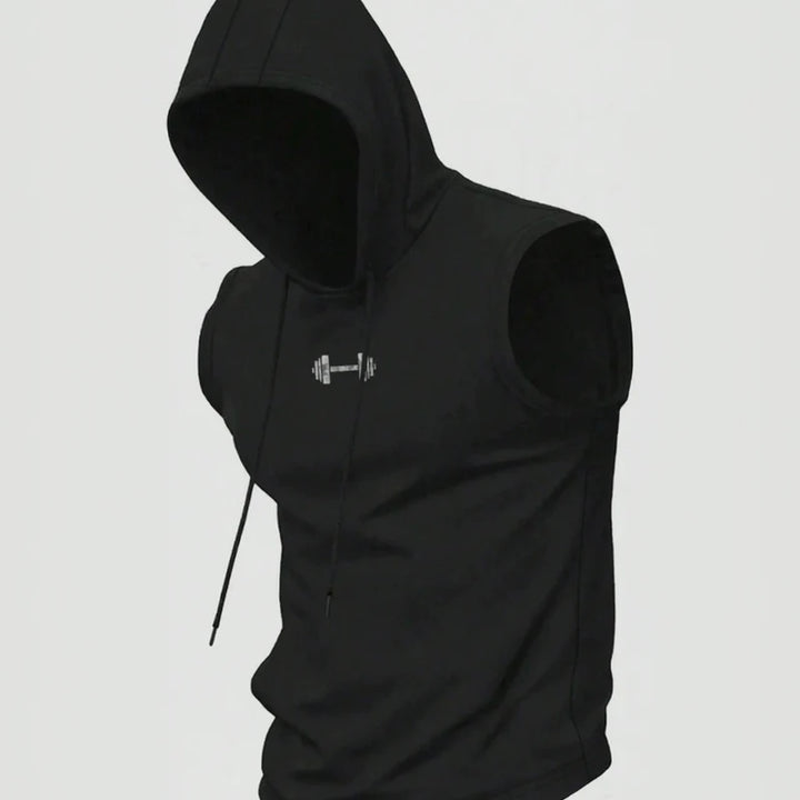 Hooded Fitness Tank Top with Dumbbell