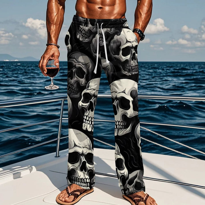 Skull &amp;amp Rose Print Pants