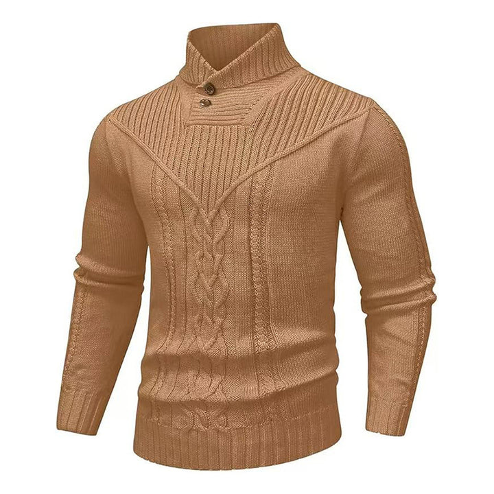 Stand Collar Ribbed Knit Sweater