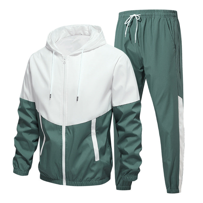 Colorblock Hooded Tracksuit Set