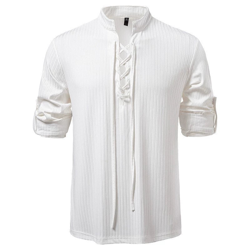 Vintage Lace-Up Henley Shirt