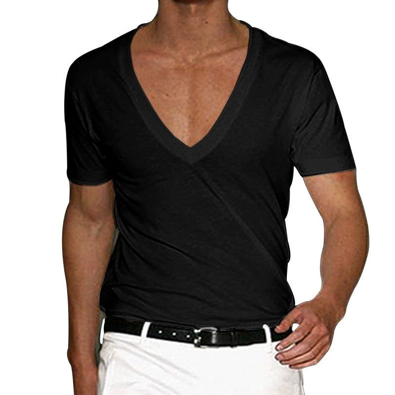 Textured Knit V-Neck T-Shirt