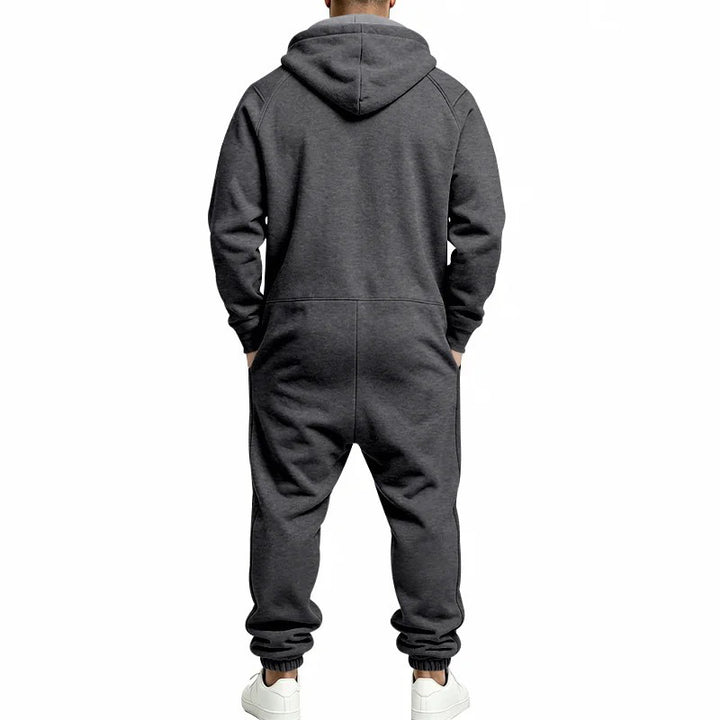 Hooded Zip-Up One-Piece Jumpsuit