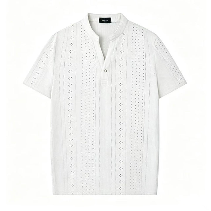 Breathable Textured Henley Shirt