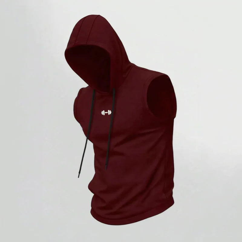 Hooded Fitness Tank Top with Dumbbell