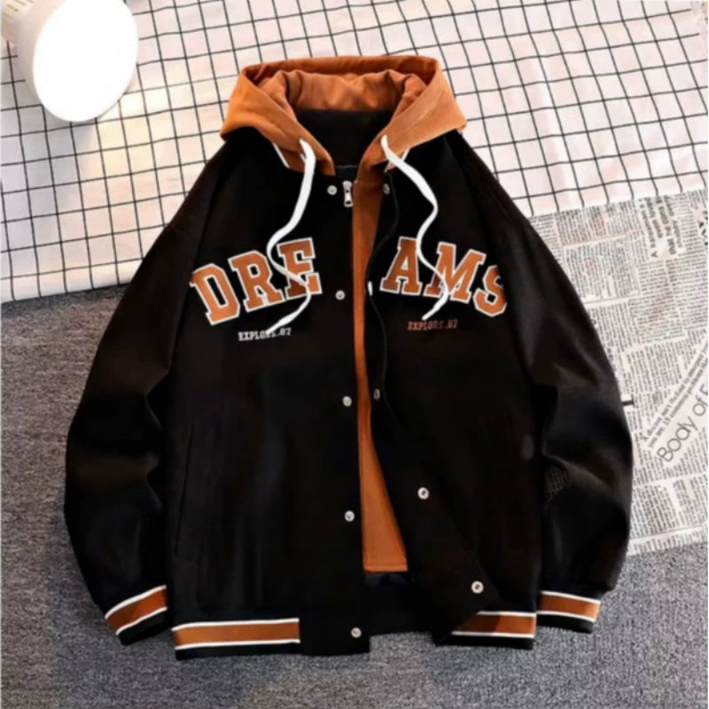 Collegiate Layered Hooded Varsity Jacket