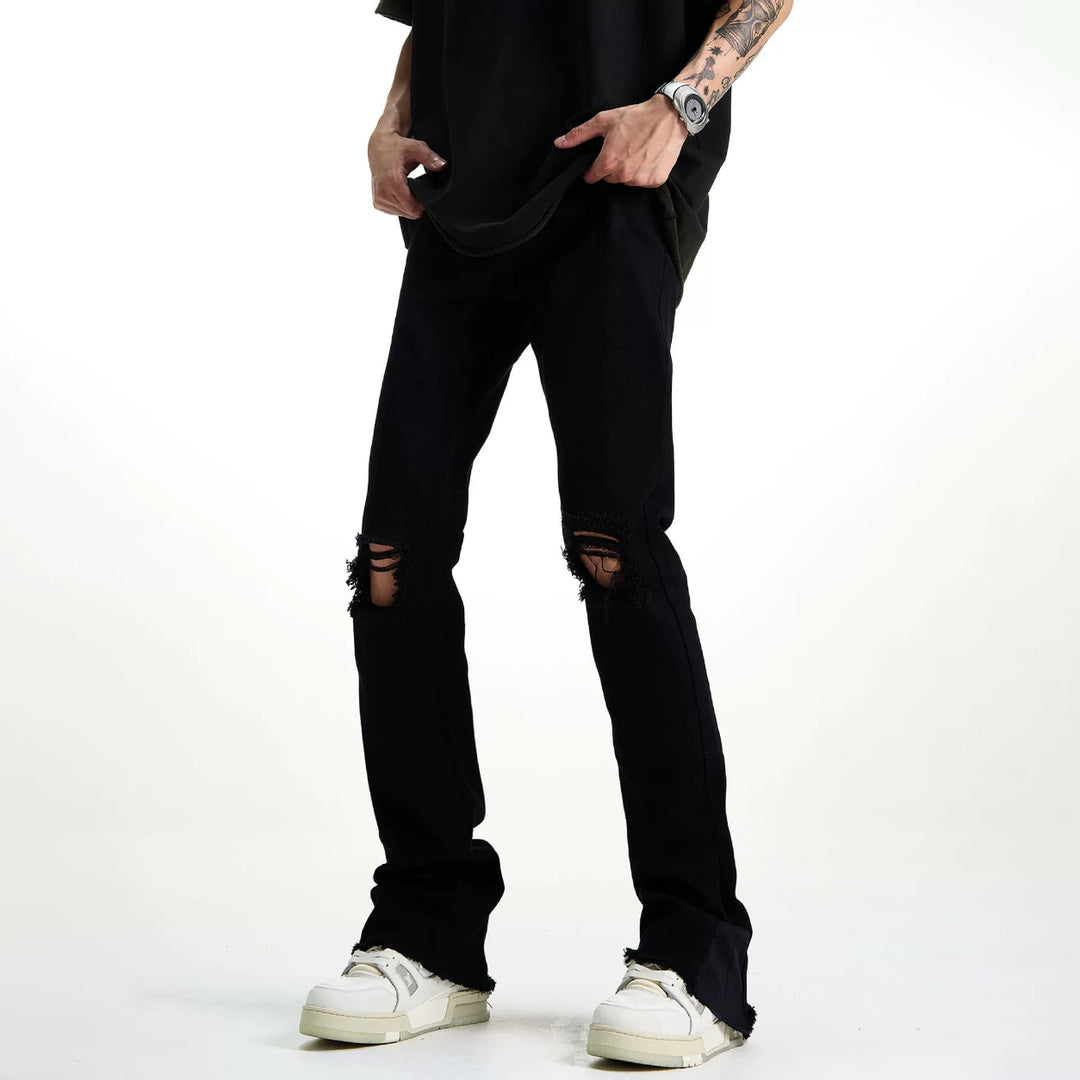 Vintage Distressed Raw Hem Denim Jeans