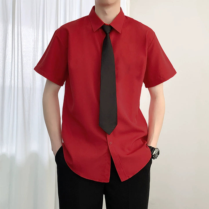 Tie Accent Short Sleeve Dress Shirt
