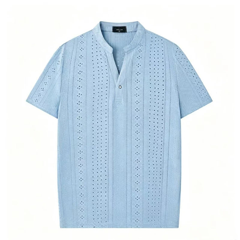 Breathable Textured Henley Shirt