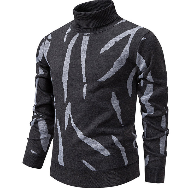 Abstract Pattern Turtleneck Knit Sweater