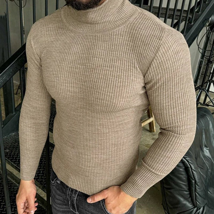 Slim-Fit Ribbed Mock-Neck Sweater