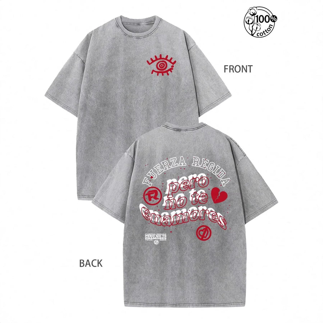 Vintage-wash letter print T-shirt