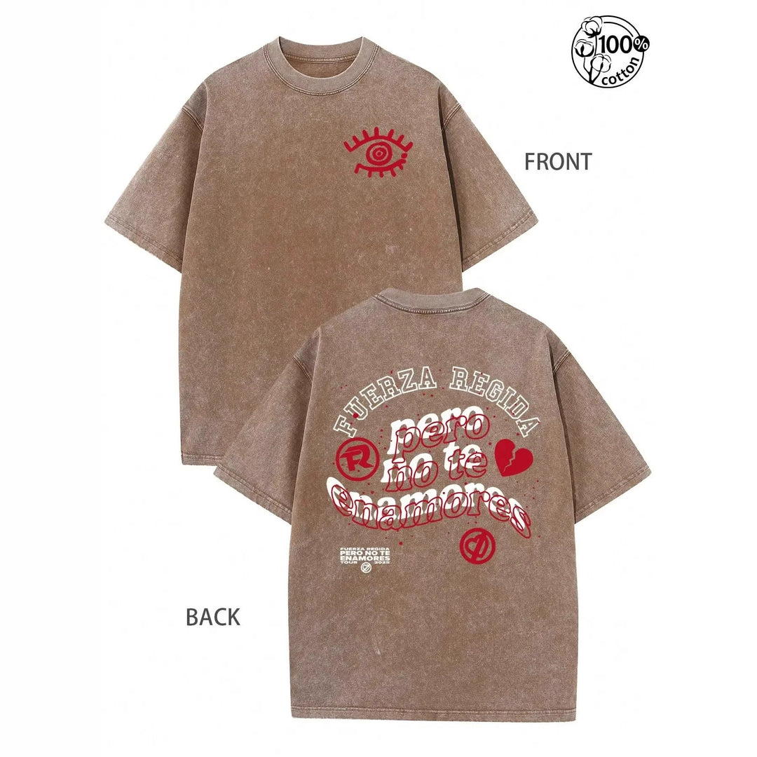 Vintage-wash letter print T-shirt