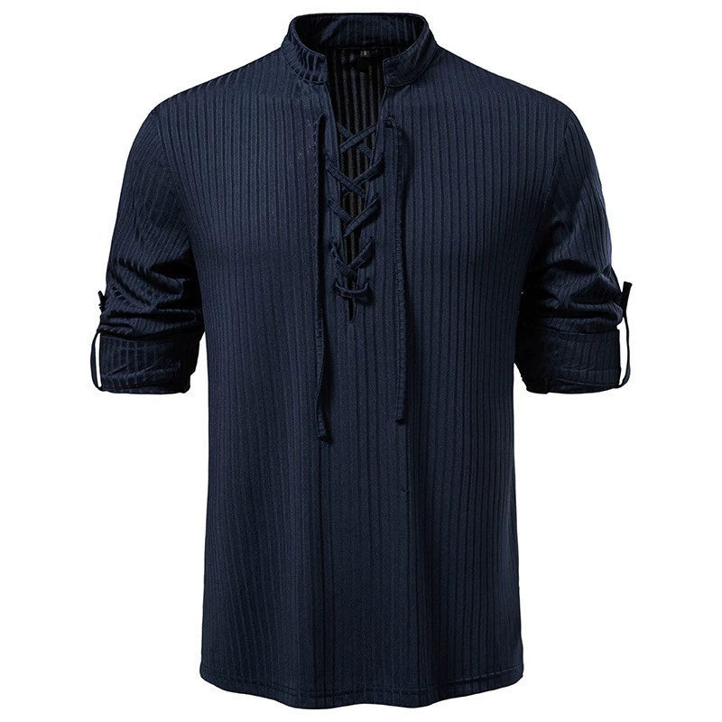 Vintage Lace-Up Henley Shirt