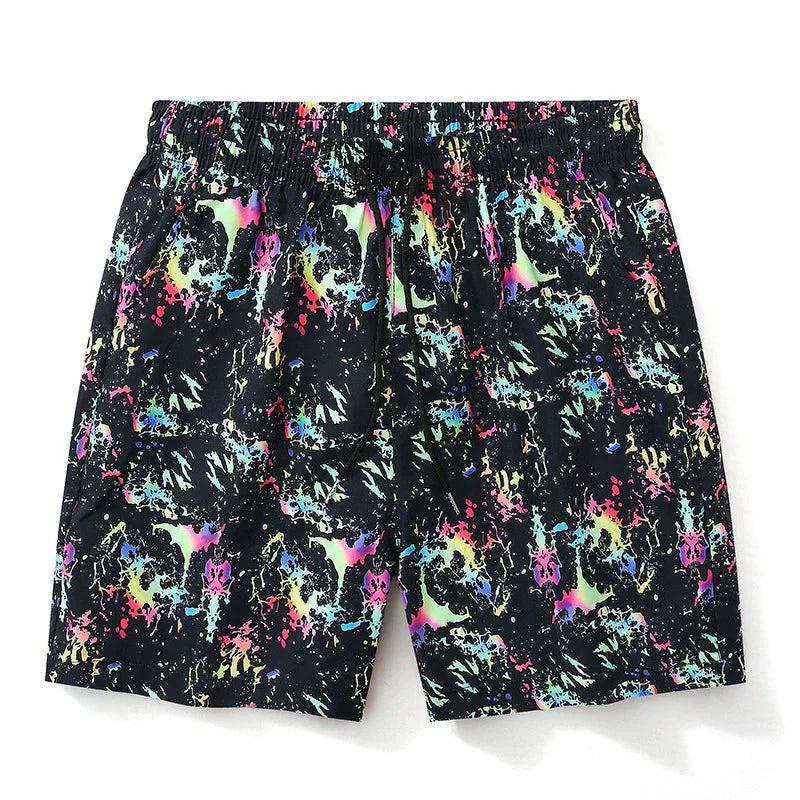 Men’s 3D Graffiti Print Beach Shorts