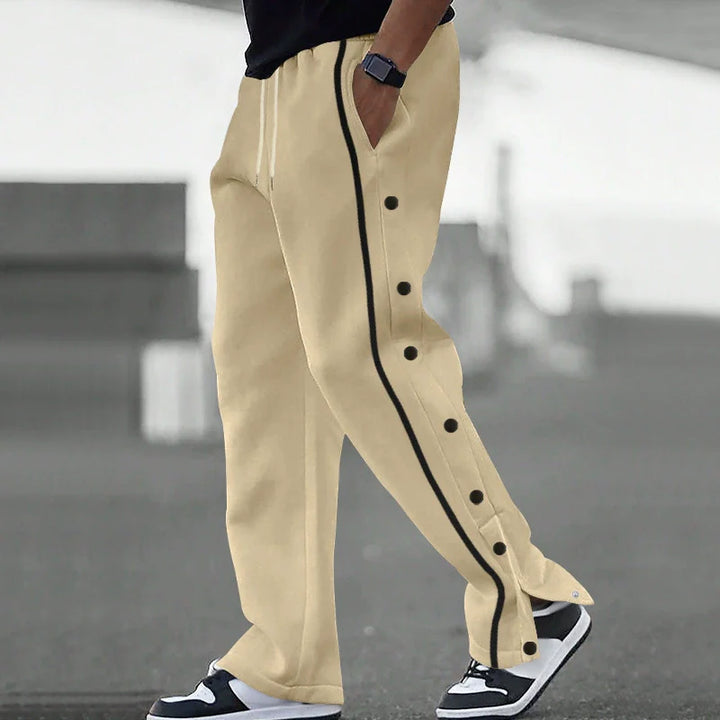 Men’s Casual Straight Fit Button Placket Pants