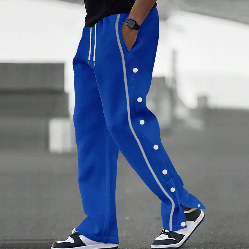 Men’s Casual Straight Fit Button Placket Pants