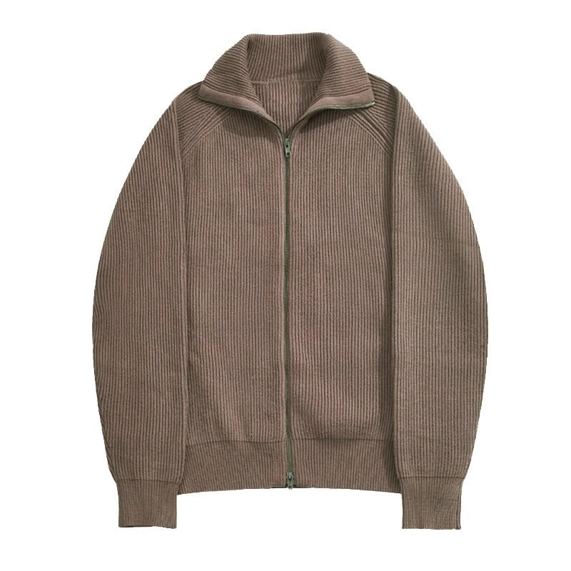Ribbed Two-Way Zip Cardigan