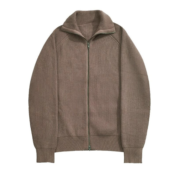 Ribbed Two-Way Zip Cardigan