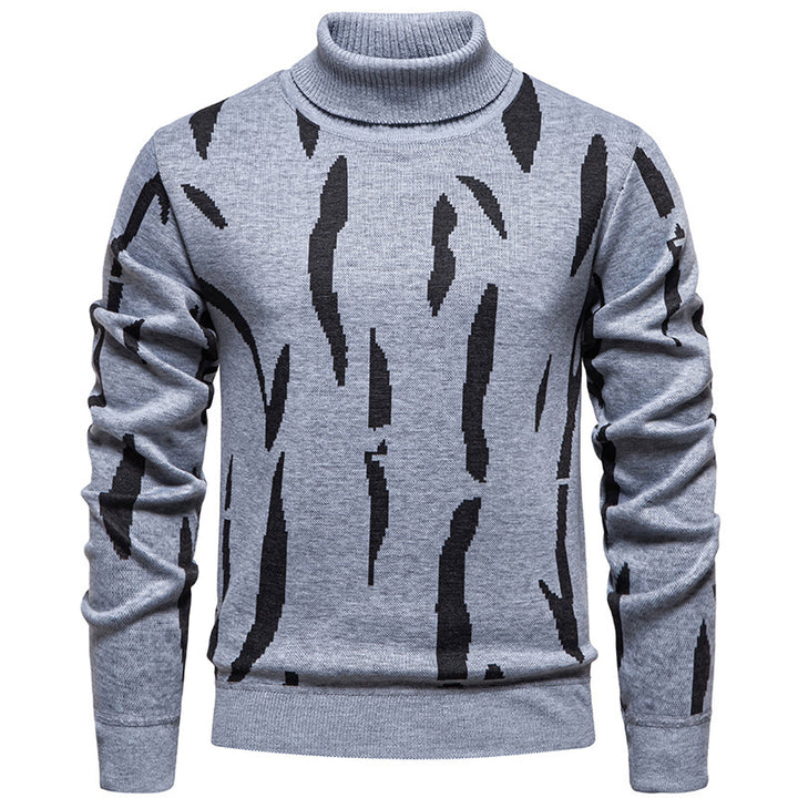 Abstract Pattern Turtleneck Knit Sweater