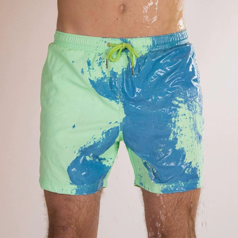 Water-Reactive Color-Changing Swim Trunks
