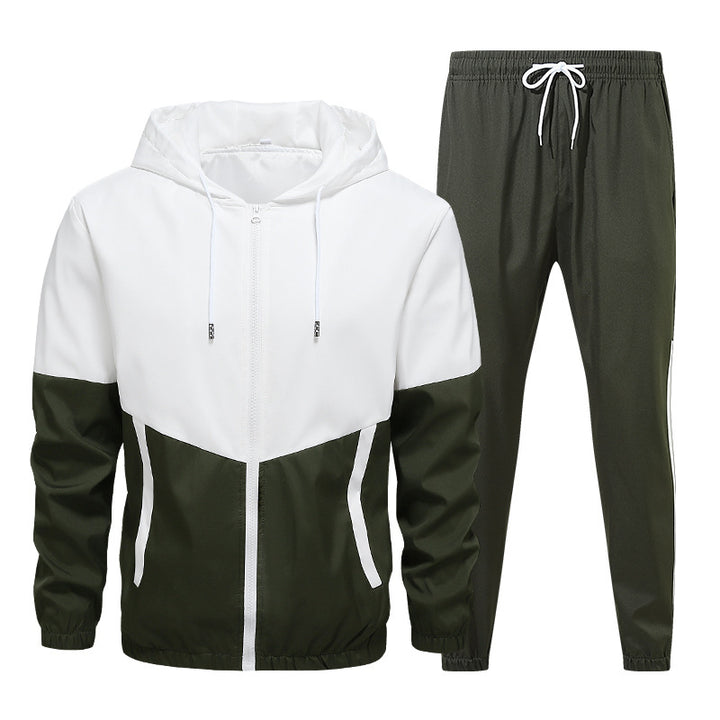 Colorblock Hooded Tracksuit Set