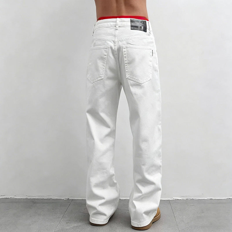 Loose-Fit Straight-Leg Casual Denim Jeans