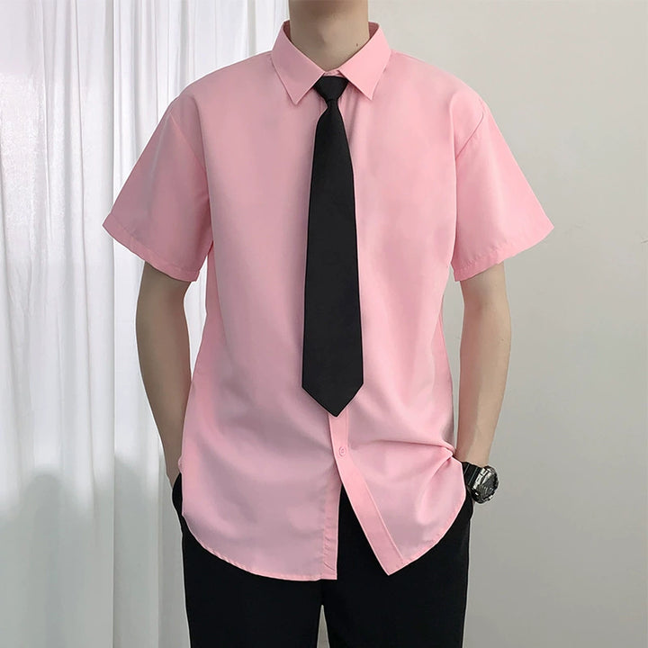 Tie Accent Short Sleeve Dress Shirt