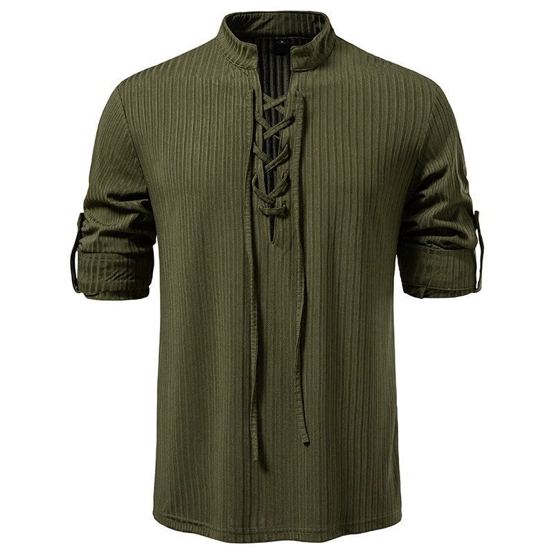 Vintage Lace-Up Henley Shirt