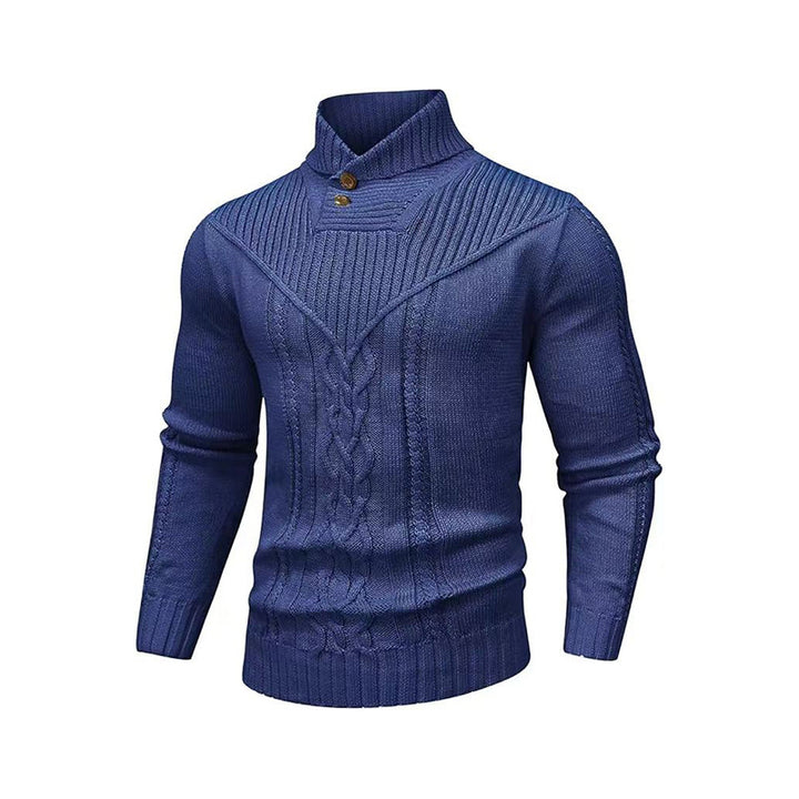 Stand Collar Ribbed Knit Sweater
