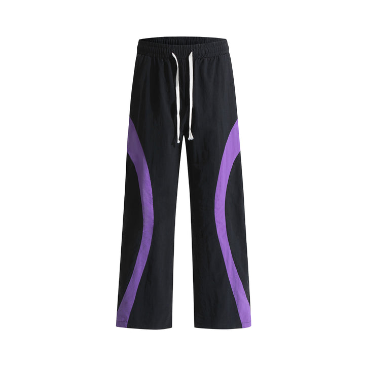 Contrast Wave-Panel Wide-Leg Track Pants
