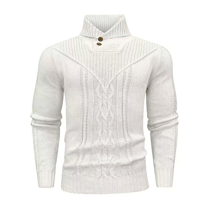 Stand Collar Ribbed Knit Sweater