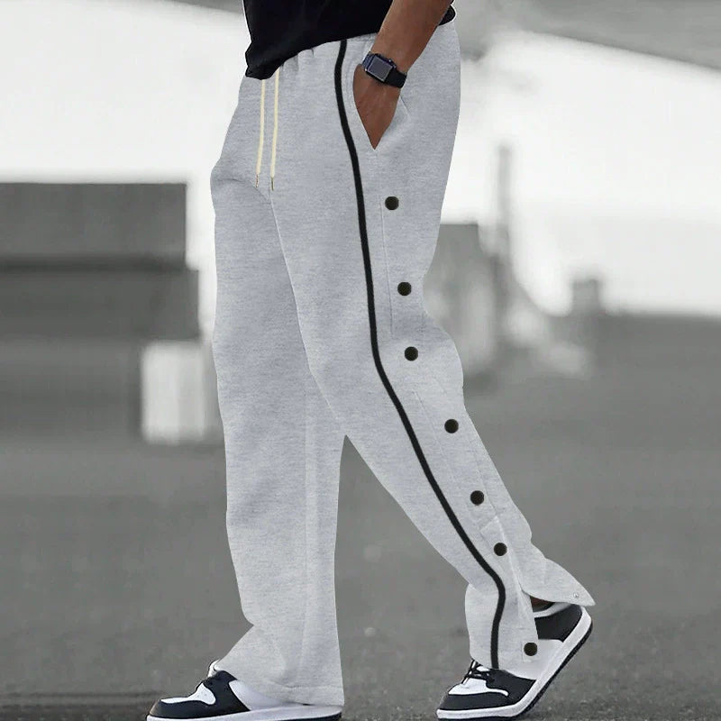 Men’s Casual Straight Fit Button Placket Pants