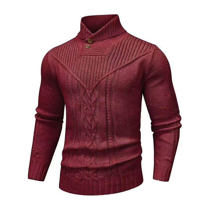 Stand Collar Ribbed Knit Sweater