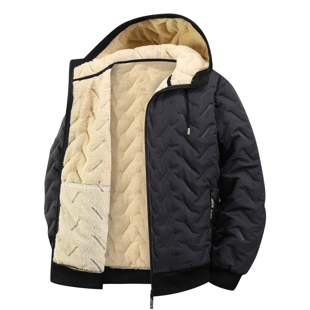 Fleece-Lined Quilted Hooded Jacket