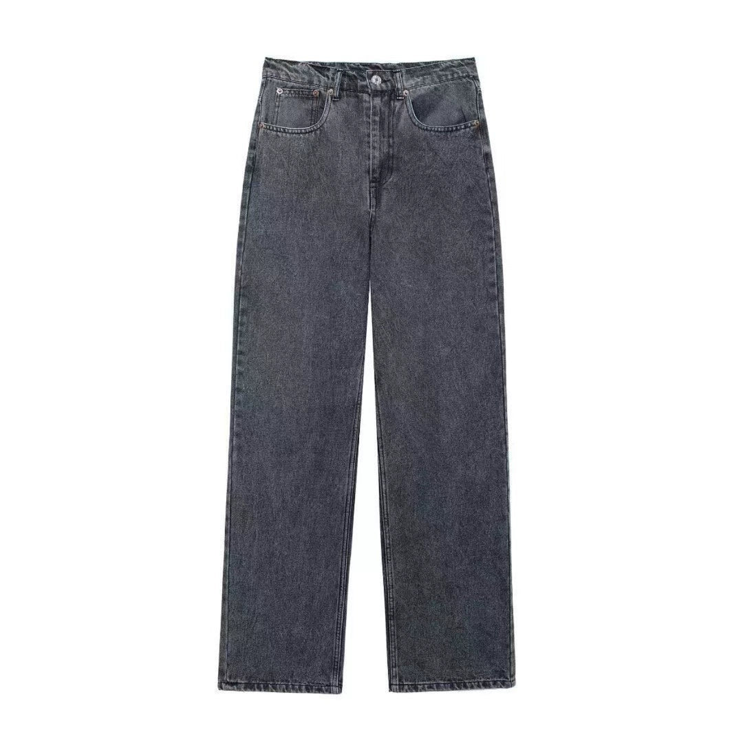 Vintage Distressed Straight Leg Jeans