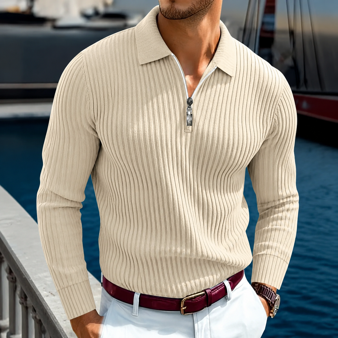 Knitted Long Sleeve Polo Shirt