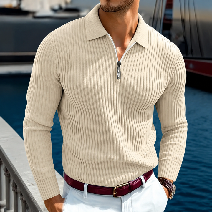 Knitted Long Sleeve Polo Shirt