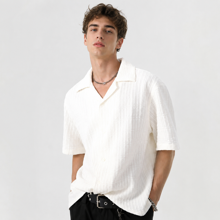 Relaxed Fit Short Sleeve Summer Button-Up