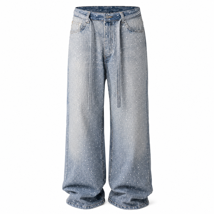 Full Rhinestone Heavyweight Denim Jeans