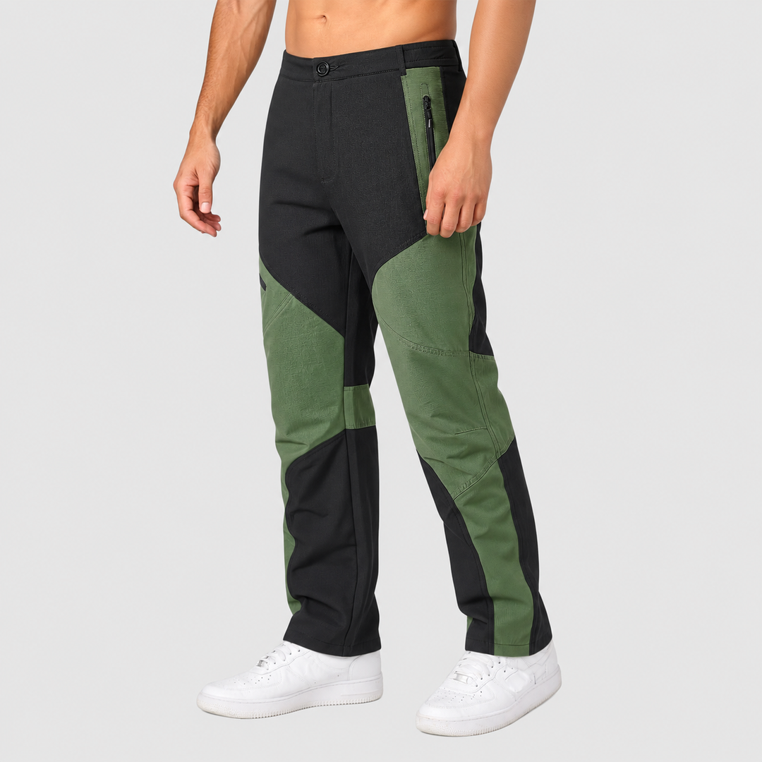 Colorblock Zip-Pocket Utility Pants