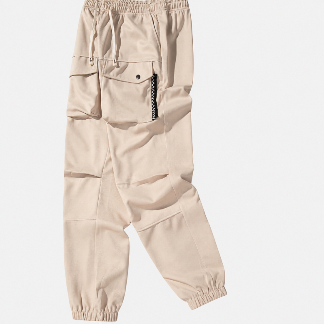 Contrast-Trim Cargo Jogger Pants