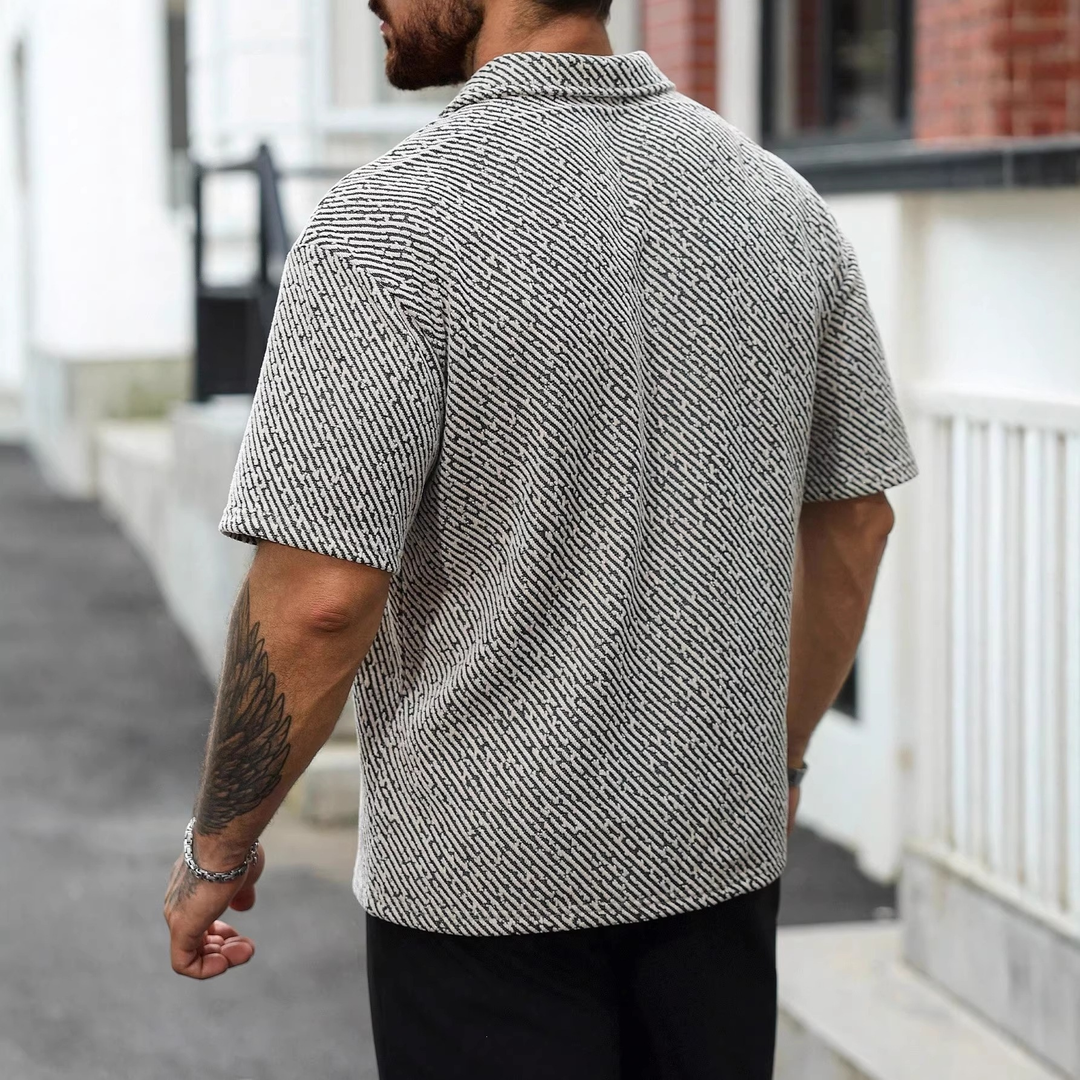 Men’s Textured Plaid Polo Shirt