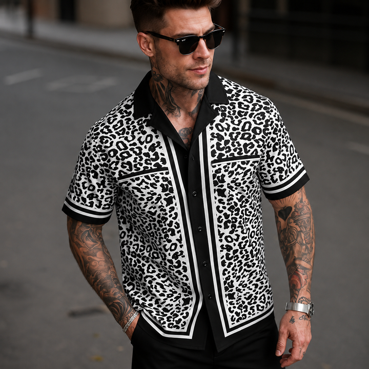 Leopard Print Camp Collar Shirt