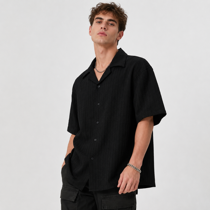 Relaxed Fit Short Sleeve Summer Button-Up