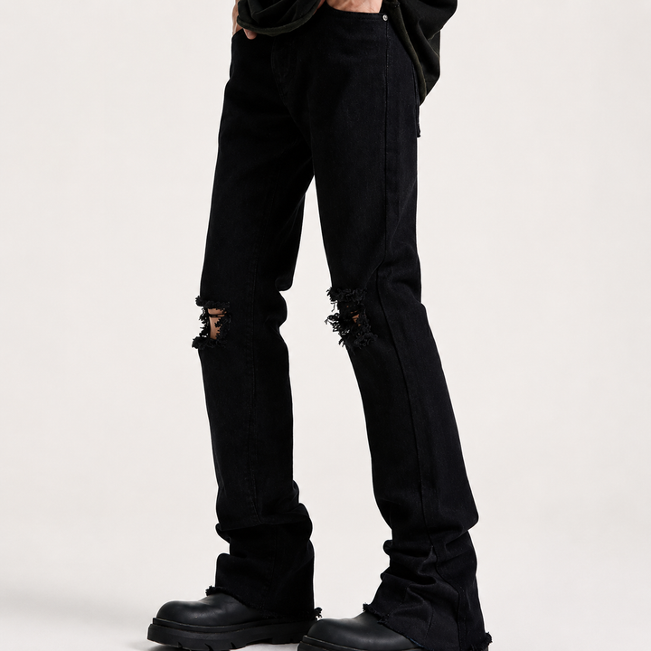 Vintage Distressed Raw Hem Denim Jeans