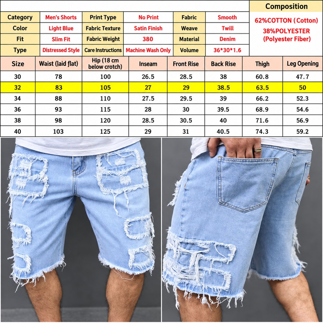 Distressed Patchwork Baggy Denim Shorts